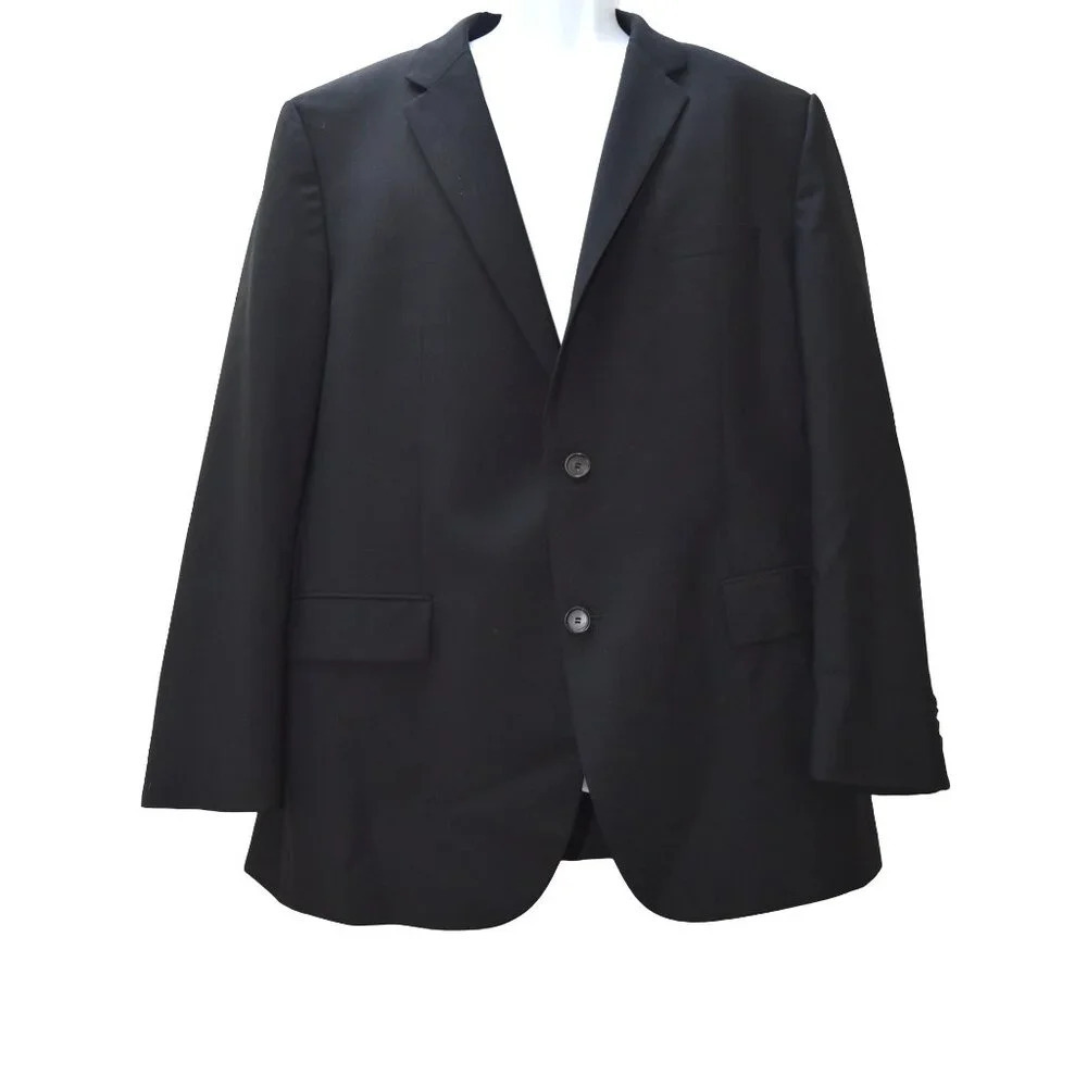 Hugo Boss Suit Top Coat 100% Virgin Wool Made in USA Size 46 R Black Career